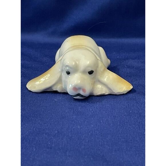 Vintage Pair of Porcelain Tan and White Hound Dog Figurine - Picture 5 of 11